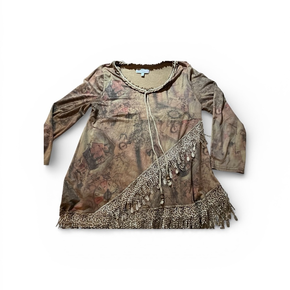 Pretty Angel Brown Tunic with Lace and Fringe - Picture 11 of 11